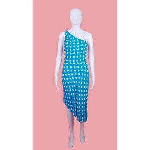 1990s-Y2K SELECTIONS ASYMMETRICAL One Shoulder Polka Dot Dress. XS-S. AS IS